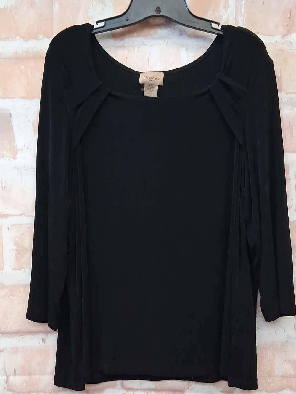 Choices Black Layered 3/4 Sleeve Top